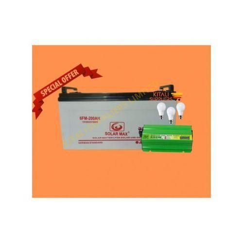 Solarmax 200AH Solar Battery Non-Maintenance Deep Cycle Dry Cell + 600 Watts Inverter